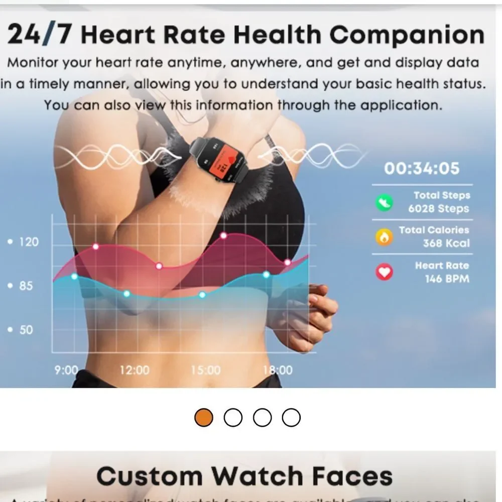 Black Smartwatch with Large HD Display and Bluetooth Calling